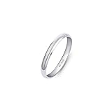 Amberta Damen Hochzeits Ring aus 925 Sterling Silber: 2.5 mm Sterling Silber Hochzeitsringe für Frauen - Ringgröße 56.3
