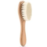 Baby-Haarbürste, 4, 3 x 1, 5 cm, Wolle, weiche Haarbürste mit Buchengriff, Babykamm für die Kopfhautpflege, Dusche, Register, weich