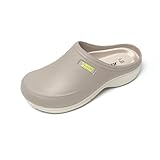 JOMIX Damen Clogs Pantoletten Berufsschuhe Kochschuhe Bequeme Sanitär-Clogs Gesundheitsschuhe Gartenschuhe mit Fußbett Gummi Slippers (Beige, 37 EU, SD9243)