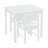 Panana Kindertisch mit 2 Stühlen Kindersitzgruppe Sitzgruppe aus MDF für Kinder, Kleinkinder, Vorschüler, Mädchen und Jungen (Weiß)