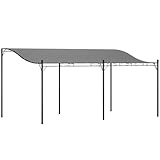 Outsunny Anbaupavillon Pergola mit Dach, Wasserabweisend Pavillon Vordach, freistehend Gartenpavillon Terrassenpavillon Überdachung Gartenzelt Sonnenschutz für Terrasse Garten ca. 3x5x2,5 m Dunkelgrau