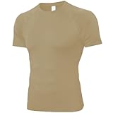 SPVISE Herren-Kompressionsshirt, kurzärmelig, Workout, Fitnessstudio, Top, cool, trocken, athletisch, Baselayer, Unterhemd, T-Shirt für Sport, Laufen, Beige, Mittel