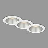 BRILONER Leuchten - 3er Set Bad Einbauleuchten LED, Einbaulampen, zurückgesetzte LED, IP44 Spritzwasserschutz, warmweißes Licht, Einbaustrahler Bad, Weiß -Silber, 95x54 mm, 7041-036