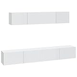 HEFZGDB 4-TLG. TV-Schrank-Set Hochglanz-Weiß Holzwerkstoff Fernseher Tisch Modern Beistelltisch Wohnzimmertisch Wohnzimmer Möbel für Büro Schlafzimmer Gästezimmer Erholungsraum