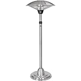 Einhell Halogenheizer NHH 2100 (2.100 W Heizleistung, 2 Halogenheizstäbe, Abdeckgitter, Edelstahl-Teleskoprohr, Aluminium-Reflektor), Silber