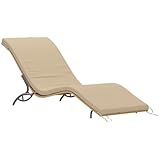 Outsunny Sonnenliege Polyrattan Wasserabweisend Gartenliege mit Kissen, wetterfest Liege 120 kg belastbar UV-bständig Relaxliege Liegestuhl Gartenmöbel für Garten Balkon Outdoor 166 x 63 x 76 cm Beige