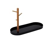 FSJMTQTS Tablett-Schlüsselständer Kreative Eingangsbereich Schlüssel Kleiderbügel Tablett Wohnzimmer für Eingang, Zuhause(Black)