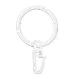 50 Stücke Metall Vorhänge Vorhangringe Vorhang Hängend Ringe und 50 Stücke Kunststoff Gardinenhaken, 30 mm Innendurchmesser für Fenstervorhang Bettvorhang Duschvorhang（weiß）