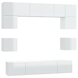 HEFZGDB 8-TLG. TV-Schrank-Set Hochglanz-Weiß Holzwerkstoff Tv Tisch Tv Lowboard Couchtisch Wohnzimmer Möbel für Erholungsraum Wohnbereich Schlafzimmer Büro