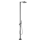 Freistehende Außendusche mit Sprühkopf oben – schwarze Pooldusche für Terrasse und Schwimmbad, perfekt zum Tränken und Erfrischen von Outdoor-Erlebnissen