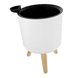 VILLCASE Moderner Blumentopf mit Holzfüßen Großer Pflanzkübel Übertopf für Zimmerpflanzen Wohnzimmer Büro Balkonpflege Geeignet Langlebig und Stilvoll