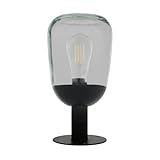 EGLO Außen Sockellampe Donatori, 1 flammige Außenleuchte Vintage, Retro, Sockelleuchte aus Aluminium-Guss in Schwarz und Glas in Klar, Außenlampe mit E27 Fassung, IP44