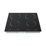Schwarz Elektro Keramik Kochfeld, Ceran Kochfeld Schwarz Elektro Keramik Herd Touchscreen-Steuerung 60~250℃, für Hitzebeständige Töpfe 59.6 * 51cm