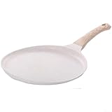 Maifanshi Pfannkuchenpfanne, antihaftbeschichtet, Bratpfanne, Pfannkuchen, flache Bratpfanne für Crepes, Steak, Frühstück, Bratei, Gas, 24 cm, Weiß