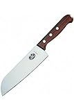 Victorinox Wood, Profi Santokumesser, Extra Scharfe Klinge, gerader Schliff, 17 cm, Edler Holzgriff, Rostfreier Stahl, braun