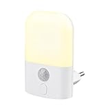 GRIFEMA Nachtlicht Steckdose mit Bewegungsmelder, Nachtlicht Kinder 5 Einstellbare Helligkeit, Steckdosenlampe Baby für Kinderzimmer, Treppen, Gang, Schlafzimmer, Küche, WarmWeiß
