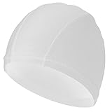 Unisex Badekappe – Schwimmhaube Badehaube Stoff Einfarbig mit Durchgehendem Verschluss 2025 Bequeme Passform Swimming Cap Schwimmhaube für Damen, Herren, Erwachsene & Teenager (White, One Size)