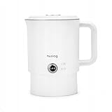 huslog Elektrischer Wasserkocher Reise 2in1 & Mini Kochtopf 0,8L Klappbar Weiß, 650W, Edelstahl 304, Doppelwand, 360° Basis mit Kabelaufwicklung, Camping & Hotel, Weiß