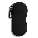 Hion Brillenetui Sonnenbrille Weiche Tasche mit Gürtelclip Ultraleichter Neopren-Reißverschluss Brillenetui Bedruckte Sonnenbrillentasche für stilvolle tragbare Reisebrillen(Schwarz)