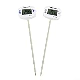 MoSundi Kochthermometer, 2 Stück, weiß, mit 15 cm Sonde zum Grillen, Backen, Braten und Milchtemperaturmessung