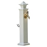 LYUCAYHQ Freistehende Gartenwassersäule, Wetterfester Retro Standbrunnen mit Schlauchhalter und Spritzpistole, zum Autowaschen, Bewässern, Reinigen(112cm/44in)