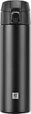 ZWILLING Thermo Thermoflasche, Reisebecher, Doppelwandisolierung, Sicherheitsverschluss, 450 ml, Höhe: 22,8 cm, Schwarz