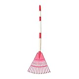 Laubbesen Rasen 14 Zinken – Grasrechen für Terrasse – Abnehmbarer Besen für den Außenbereich, Rasen, Kies, Landschaft, Garten, Hof, Deck