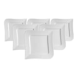 Ritzenhoff & Breker Melodie Dessertteller 20,5 cm, 6er Set, Kuchenteller mit extravaganter Formensprache und schlichtem Design, Porzellan, Spülmaschinenfest, Weiß