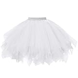 AUYAO Damen Tutu Klassisch Rock, Ballett Tüllrock Petticoat Unterrock Rock Tütü Rock Tutu Röcke Tüll Rock, 50er Vintage Ballet Elastisch Tanzrock Tanzkleid Ballkleid Kurz Retro Kostüme Tanzen (Weiß)