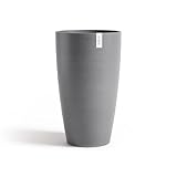 Ecopots Stockholm strapazierfähiger Übertopf für drinnen und draußen, modern, hoch, recycelter Kunststoff, Grau, 59,7 cm
