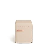 CREATE / RETRO FRIDGE 50 ROSE GOLD/Kühlschrank in Sand, Griff Rosa-Gold / 85W, Minibar, eine Regalfläche, Retro-Design, 50cm, zwei Ablagen, 48L Fassungsvermögen, energiesparend, 50x44x49,8cm
