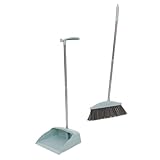 INOOMP Besen und Kehrschaufel aus Edelstahl und Langlebig Praktische Reinigung für Haushalt und Außenbereich für Garage Werkstatt Flur Inkl Kehrblech und Handfeger Hellblau