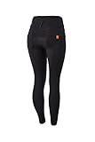 HORZE Damen Reithose Tara, High Waist Reithose mit Vollbesatz Silikon und Taschen, Schwarz, 40
