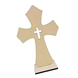 Holzkreuze für Kunst und mit Ständer, geeignet für Heimdekoration, Schreibtisch-Ornament, 10 Stück