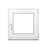 Premium Kellerfenster Von Fenstiger - Kunststofffenster Weiß BxH 500 x 500 mm - Garagenfenster/Gartenhaus Fenster BxH 50 x 50 cm 3-fach Verglast - Din Rechts-Funktion Dreh Kipp Fenster-Alle Größen