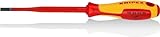 KNIPEX Schraubendreher (Slim) für Schlitzschrauben isolierender Mehrkomponenten-Griff, VDE-geprüft brüniert 232 mm, 98 20 55 SL