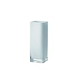 Leonardo Lucca moderne Tisch-Vase aus Glas, handgefertigte Blumen-Vase, rechteckige Deko-Vase, große Kasten-Vase aus Farbglas in weiß, Höhe 30 cm, 065956