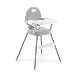 KikkaBoo Spoony, Hochstuhl Baby – Höhenverstellbar, Klappbar, Evolutiv, 3in1 Kindersitz bis 36 Monate mit Abnehmbarem Tablett, Kinderhochstuhl, Grau