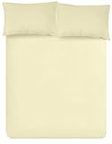 Linens World Spannbettlaken aus Perkal-Baumwollanteil, atmungsaktiv, knitterfrei, 26 cm tief, 180 Fäden, für Doppelbett, cremefarben
