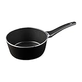 MasterChef Stielkasserole Klein, Topf Induktion, Hitzebeständiger Griff, Spülmaschinenfest, Pfannen für alle Herdarten geeignet, Beschichtet Couscoustopf, Kratzfest, 16cm, Schwarz