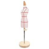 TOYANDONA Kleiner Schneiderpuppe 1/4 Größe mit Kiefernholzsockel Baumwollstoff Nähbüste für Selbstgemacht Kleidung und Nähprojekte