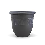 Plastard Blumentopf 47 cm Durchmesser Anthrazit grosser Pflanzkübel für Innen und Außen Übertopf Untertopf Blumenkübel Blumentöpfe aus Kunststoff für Garten Balkon Terrasse Plant Pot Pflanzentopf