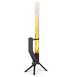 GARDENFLARE Feuerrohr – Edelstahl Feuersäule und Pelletfackel für Tolles Ambiente-Feuer – Elegante Terrassenheizer und Gartenkamin Alternative für deine Terrasse und Garten (Schwarz Pulverbeschichtet)