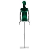 Schneiderpuppe Weiblicher Schaufensterpuppen-Torso, Höhenverstellbar, Kleiderständer-Schaufensterpuppenkörper Mit Drehbarem, Abnehmbarem Kopf, Arm Und Metallfuß(Green,S)