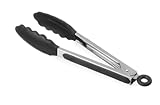 HENDI Servierzange, Geschirrspülmaschinengeeignet, mit hitzebeständigen Silikonzangen, Soft-Grip Griffe mit Verschluss, Küchenzange, Lebensmittel Zange, Grillzange, Kochzange, 267mm, Edelstahl 18/0