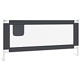 vidaXL Kleinkind Bettschutzgitter Bettgitter Kinderbettgitter Babybettgitter Gitter Kinderbett Babybett Rausfallschutz Dunkelgrau 200x25cm Stoff