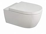 SSWW | Toilette für Gäste-WC, Spülrandloses WC mit Softclose Deckel, Hänge-WC aus Keramik, Wand-WC | 49cm kurz
