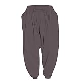 Jogginghose für Herren – einfarbige Haremshose für Herren, elastische Taille, Baggy-Sweathose, Yoga-Sporthose, Kordelzug, Hippie-Haremshose, lockere Sommerhose