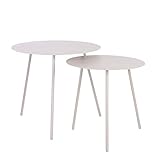 Mica Decorations Pontus Beistelltisch - 2er-Set - H45 x Ø55 cm - Beige