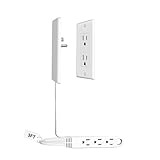 CABOCASA Ultraflaches Verlängerungskabel mit 3 Steckdosen, patentierte Abdeckungskorrektur mit ultradünnem Ausgang und ultraflachem Stecker, max. 13 A, 125 V, 1625 W, ETL